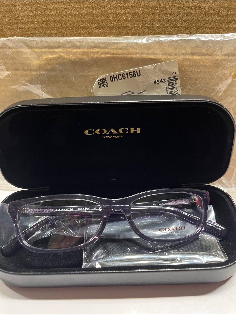 New Coach Women's Translucent Purple Rectangle Eyeglasses